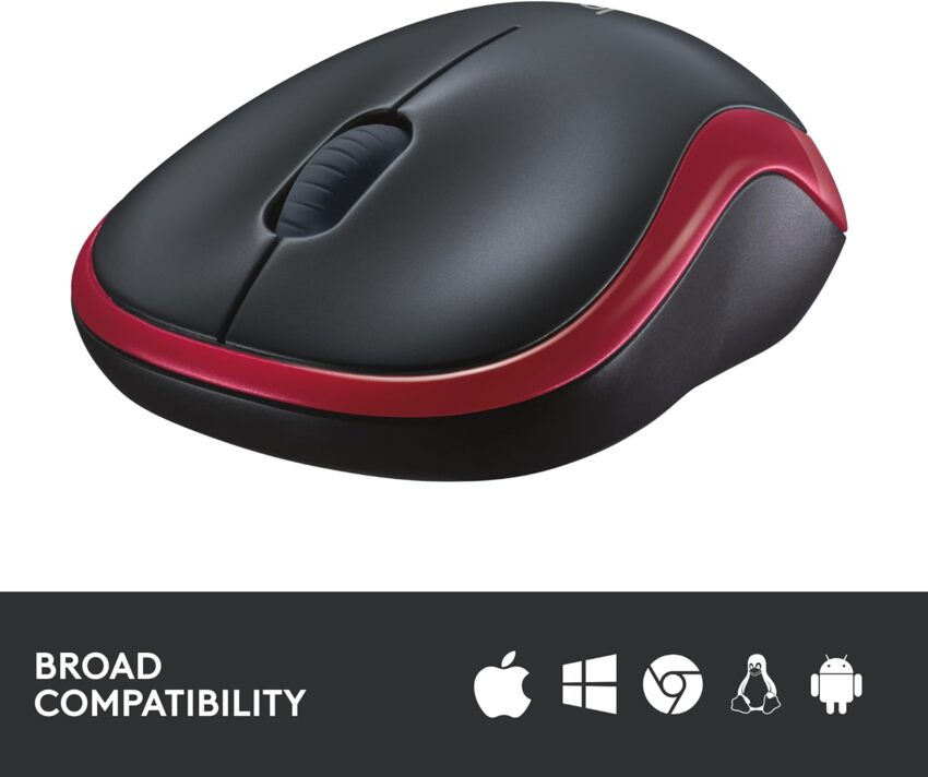 LOGITECH M185 Wireless Ottico Mouse Blu/Rosso/Nero  