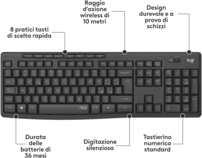 LOGITECH Desktop Cordless MK295 Black 