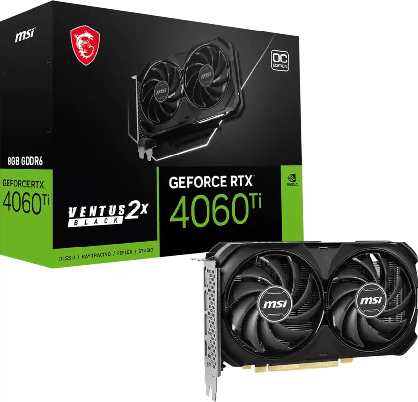 MSI Nvidia GeForce RTX 4060 Ti VENTUS 2X BLACK 8GB DDR6  