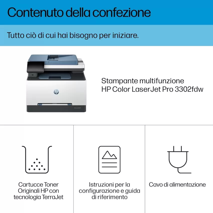 HP OfficeJet PRO 3302fdw Multifunzione Laser a Colori  