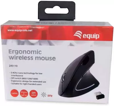 EQUIP 245110 Mouse Verticale Ergonomico Wireless 1600 DPI 