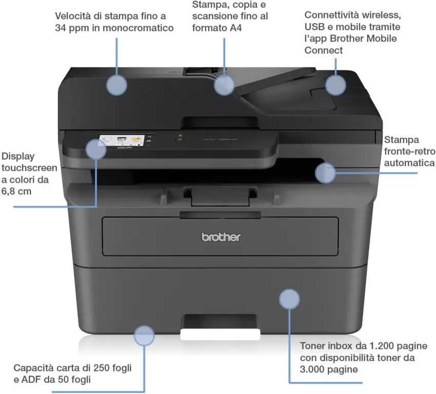 BROTHER MFC-L2660DW Multifunzione Laser B/N  