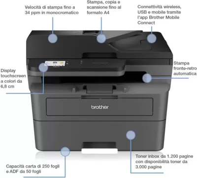 / BROTHER MFC-L2660DW Multifunzione Laser B/N