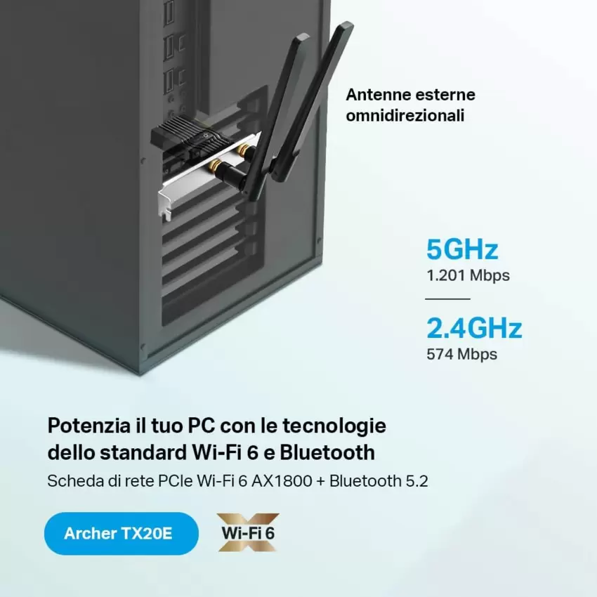 TP-LINK ARCHER TX20E Adattatore Pci-e WiFi 6 PCIe, BT 5.2  