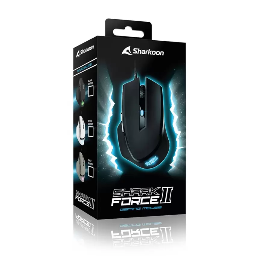 SHARKOON FORCE2 mouse Gaming Usb Bianco/Nero/Grigio  