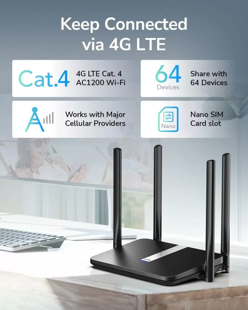 CUDY LT500 Router 4G 4 porte lan AC1200  