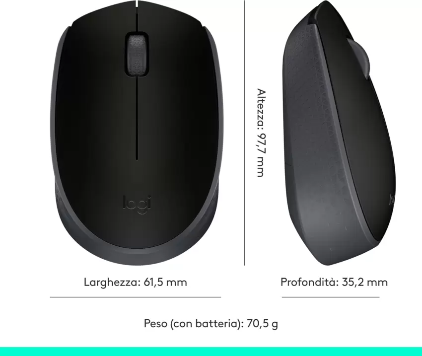 LOGITECH B170 Wireless Ottico Mouse Nero  