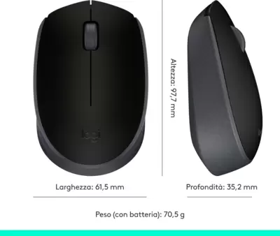 LOGITECH B170 Wireless Ottico Mouse Nero 